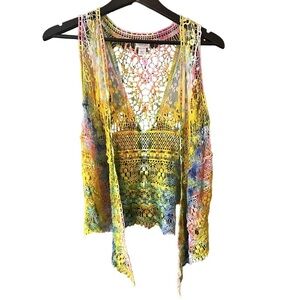 Mossimo Colourful Rainbow Crochet Women’s Sleeveless Knit Top Size M/L Boho
